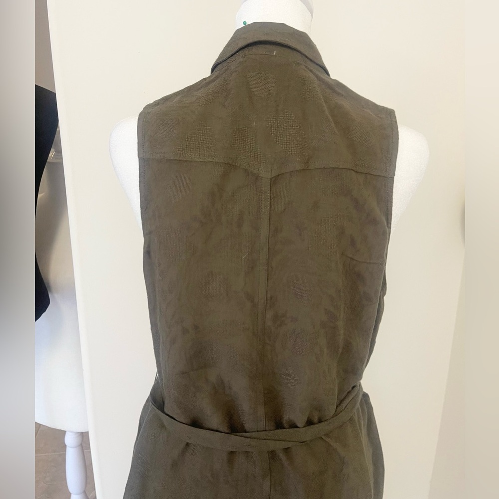Elegant Anthropologie Olive Green Sleeveless shirt Dress - Picture 9 of 13